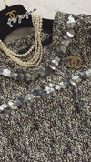CHANEL 09S Grey Silver Sequin Embellishments Dress 36 38 シャネル グレー・シルバー・スパンコール・ワンピース 即発