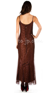 CHANEL 99A Evening long Dress 34 36 シャネル メタリック・マキシ・ロング・ドレス・ワンピース