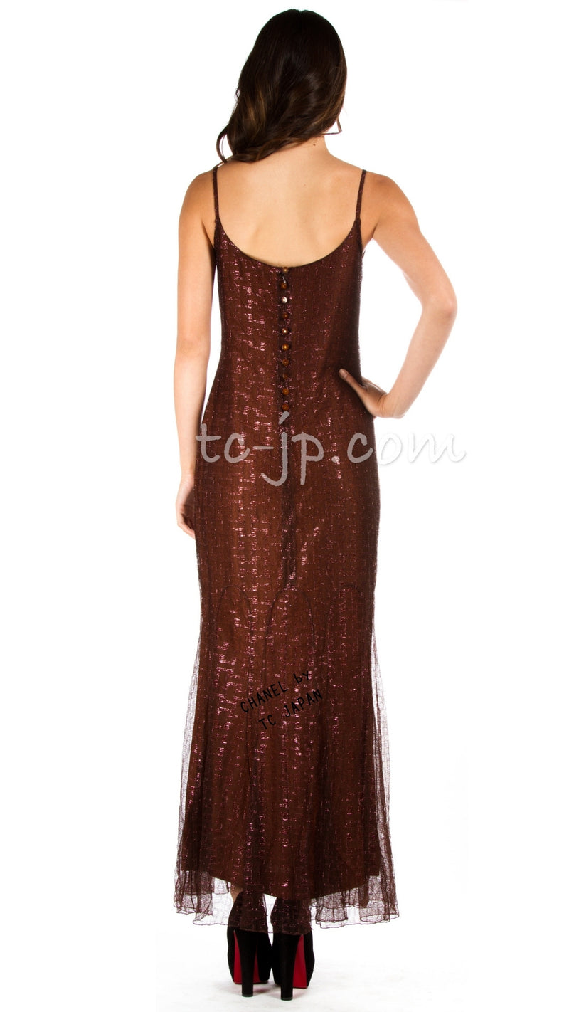 CHANEL 99A Evening long Dress 34 36 シャネル メタリック・マキシ・ロング・ドレス・ワンピース