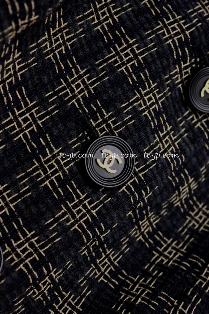 CHANEL 95A Black Beige Check Tweed Jacket 38 シャネル ブラック・ベージュ・チェック柄ツイード・ジャケット 即発 - TC JAPAN
