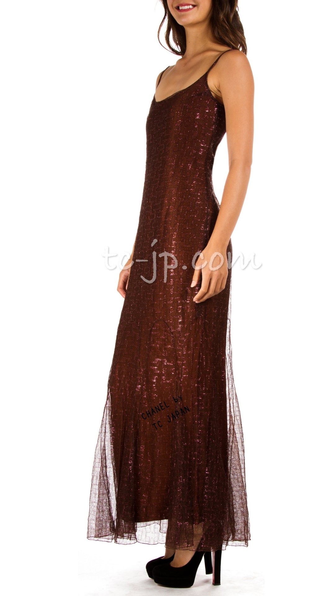 CHANEL 99A Evening long Dress 34 36 シャネル メタリック・マキシ・ロング・ドレス・ワンピース