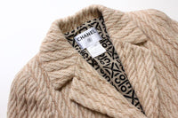 CHANEL 00A Beige Alpaca Cable Knit Long Coat 36 シャネル アルパカ ウール ベージュ ロングコート - CHANEL TC JAPAN