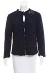 CHANEL 13PF Wine Red Navy Cashmere Cardigan 34 シャネル ワインレッド・ネイビー・カシミア・カーディガン