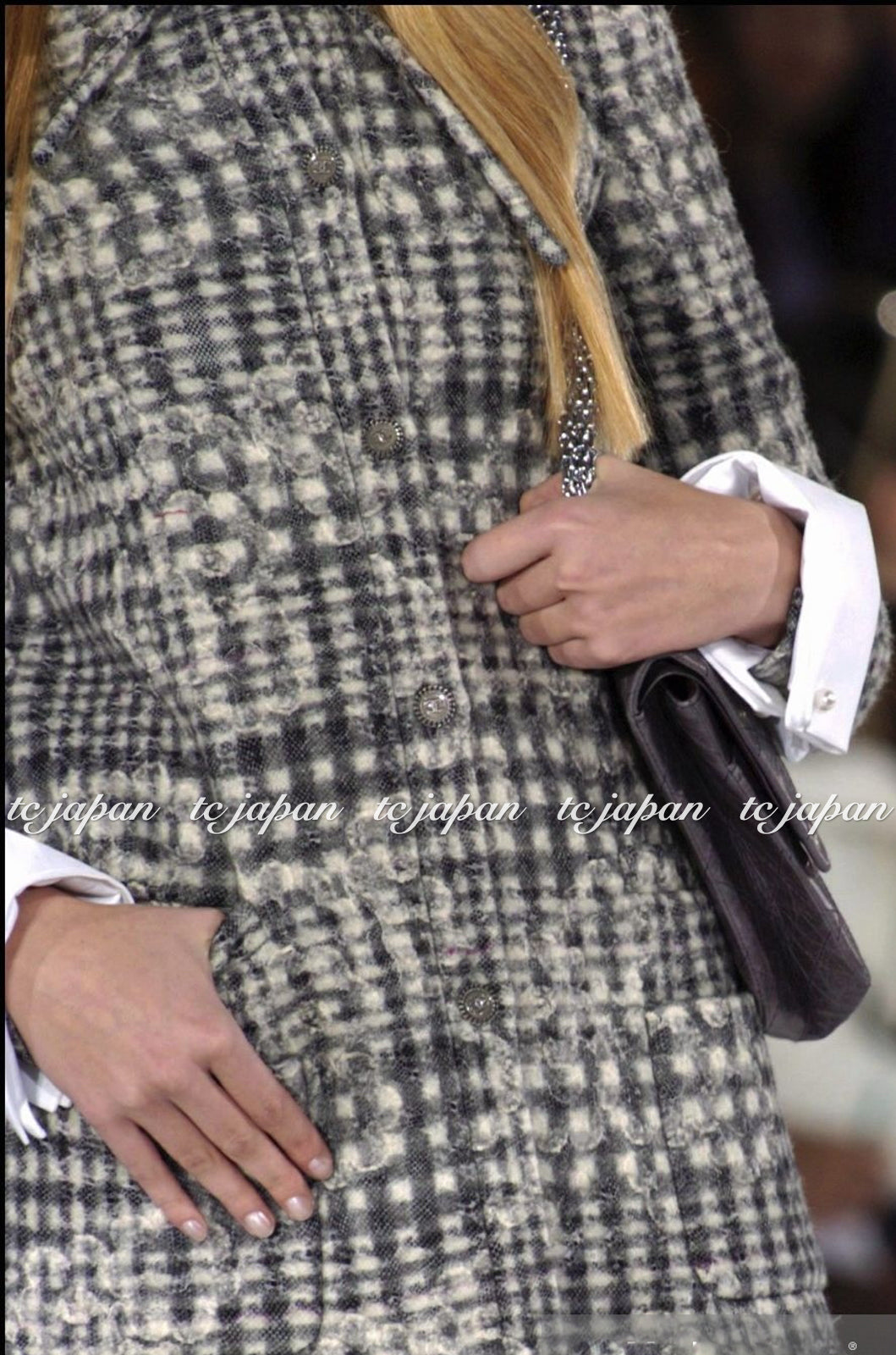 CHANEL 05A Grey Camellia Wool Coat 42 44 シャネル グレー・カメリア柄・ウール・コート 即発