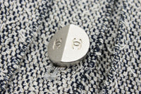 CHANEL 99C light weight silver Navy and white CC button cardigan jacket F40 シャネル ジャケット カーディガン - CHANEL TC JAPAN