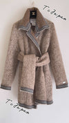 CHANEL 99A Beige Brown Alpaca Jacket Coat 38 40 42 シャネル ベージュ・ブラウン・アルパカ・コート