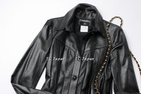 CHANEL 02A Black Lambskin Leather Tops Jacket Shirt 42 シャネル ブラック・レザー・トップス・ジャケット - シャネル TC JAPAN
