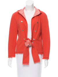 CHANEL 08C Coral Red Fringe Embellished Boucle Jacket Dress 38 シャネル コーラル・スパンコール・ジャケット・ワンピース - CHANEL TC JAPAN
