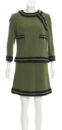 CHANEL 10PF Paris Shanghai Green Braid Skirt Jacket 38 シャネル グリーン・ブレイド・ジャケット スカート スーツ - CHANEL TC JAPAN