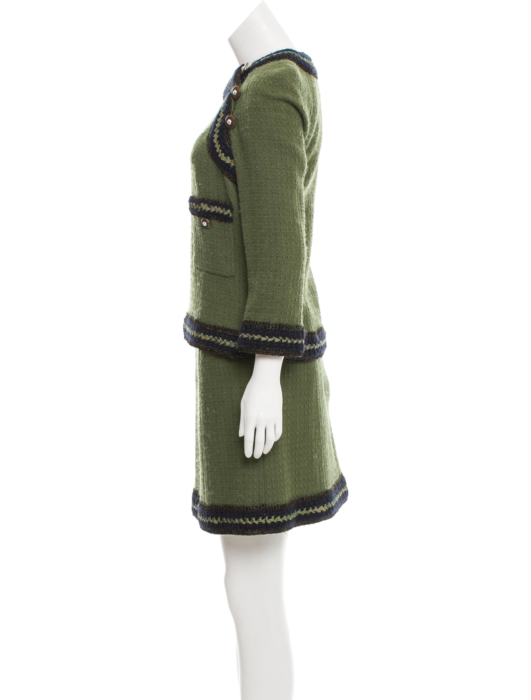 CHANEL 10PF Paris Shanghai Green Braid Skirt Jacket 38 シャネル グリーン・ブレイド・ジャケット スカート スーツ - CHANEL TC JAPAN