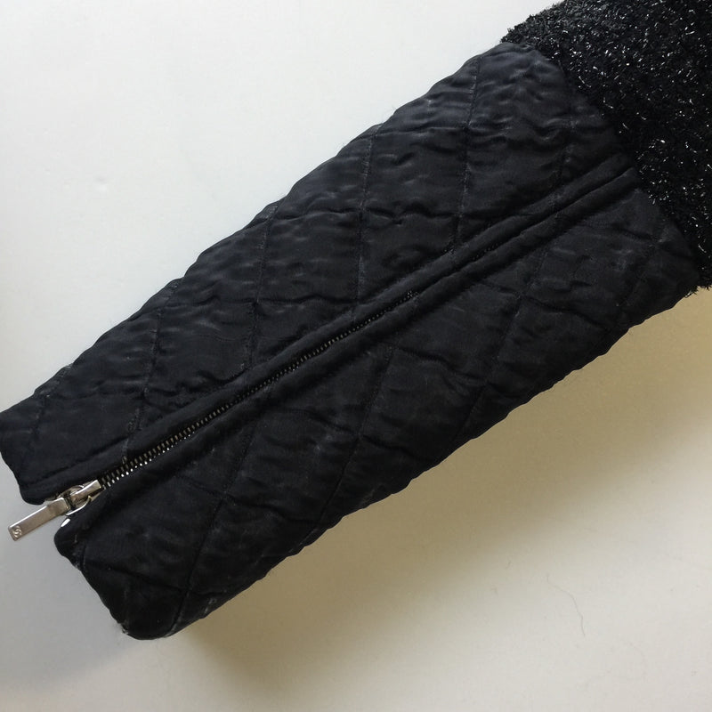 CHANEL 13A Black Quilted Metallic Zip Jacket 34 シャネル ブラック・メタリック・ジッパー・ジャケット 即発