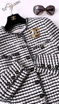 CHANEL 97S White Black Tweed Jacket 34 シャネル ホワイト・ブラック・ツイード・ジャケット 即発