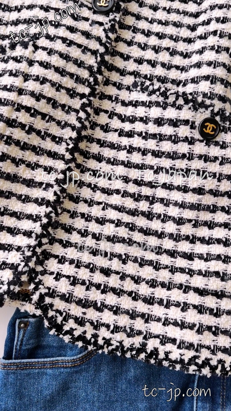 CHANEL 97S White Black Tweed Jacket 34 シャネル ホワイト・ブラック・ツイード・ジャケット 即発