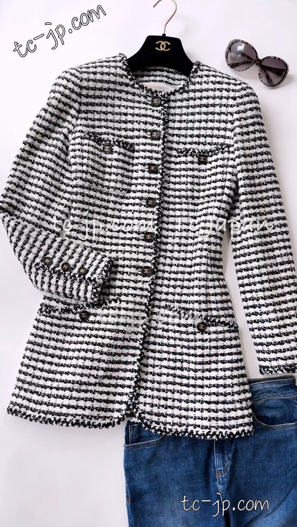 CHANEL 97S White Black Tweed Jacket 34 シャネル ホワイト・ブラック・ツイード・ジャケット 即発