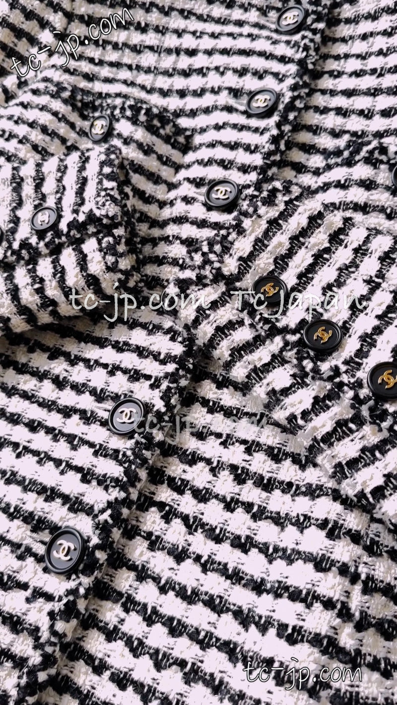 CHANEL 97S White Black Tweed Jacket 34 シャネル ホワイト・ブラック・ツイード・ジャケット 即発
