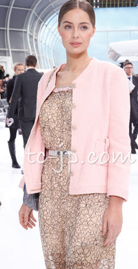 CHANEL 16C Pink Beige Collarless Jacket 40 シャネル ピンク・ベージュ・ツイード・ジャケット