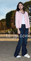 CHANEL 16C Pink Beige Collarless Jacket 40 シャネル ピンク・ベージュ・ツイード・ジャケット