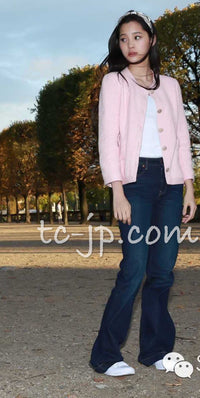 CHANEL 16C Pink Beige Collarless Jacket 40 シャネル ピンク・ベージュ・ツイード・ジャケット