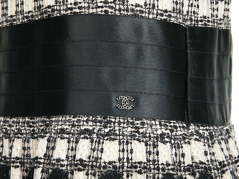 CHANEL 06A 100% Cashmere black ivory Jacket Dress 34 38 シャネル チェック・ワンピース・ジャケット - シャネル TC JAPAN