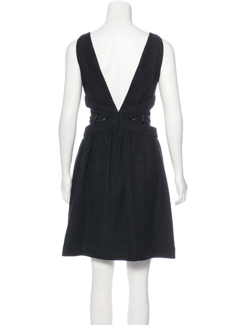 CHANEL 14S Black wool cotton lace Dress 34 シャネル ブラック・レース フレア・ワンピース 即発