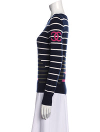 CHANEL 20C Navy Ivory CC Logo Cashmere Sweater 40 シャネル アイボリー ネイビー・CCロゴ・カシミア・セーター