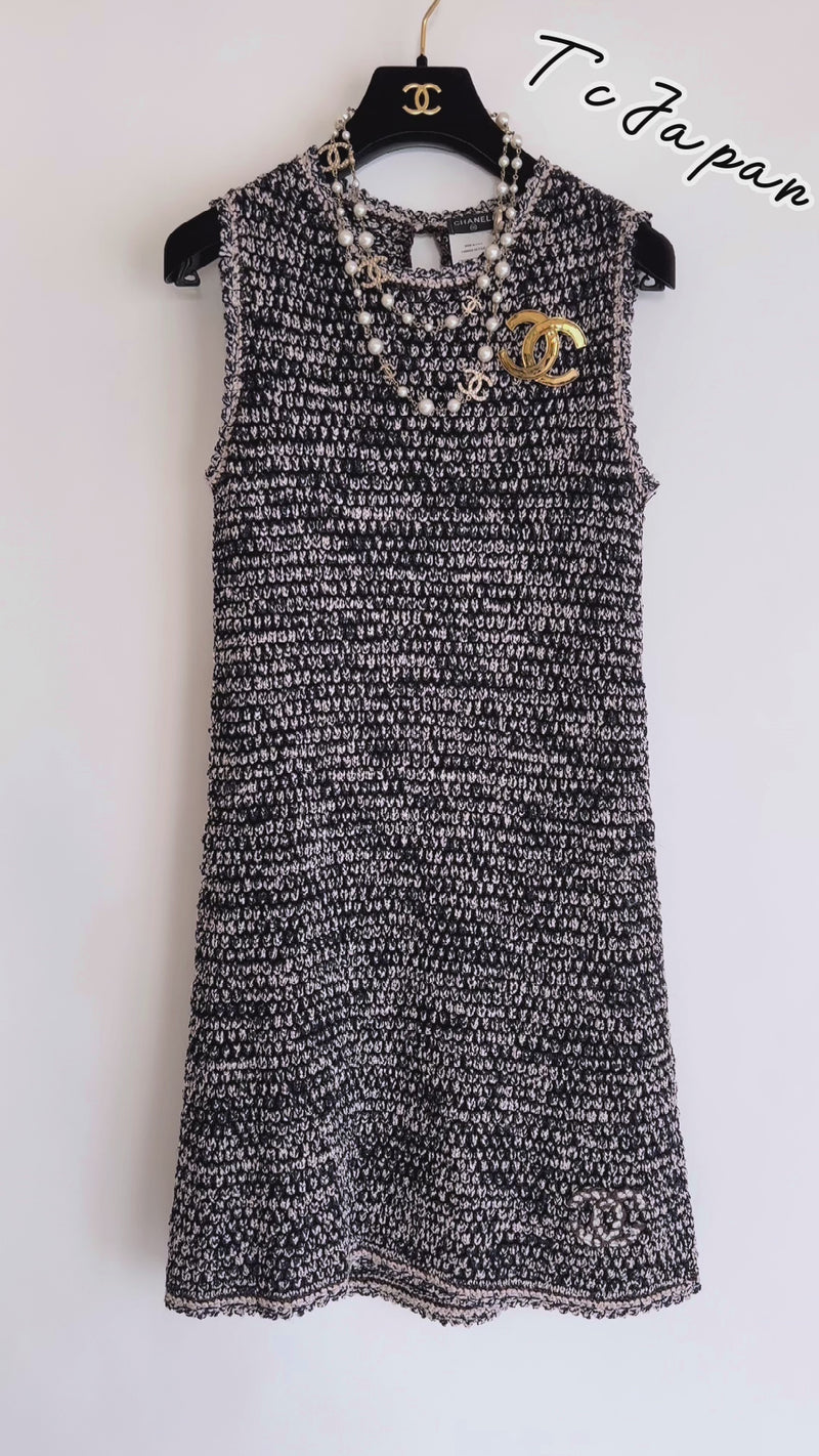 CHANEL 11S Champagne Gold Navy Knit Tops Skirt Cardigan Dress 36 38 40 シャネル シャンパンゴールド ネイビー 女優の ニット カーディガン ワンピース 即発