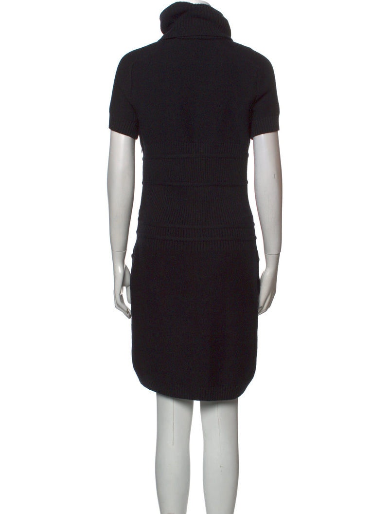 CHANEL 08A Black Cashmere Cottn Turtle Knit Dress 34 シャネル  ブラック・カシミア・コットン・ハイネック・ニット・ワンピース・君島十和子さん着 即発