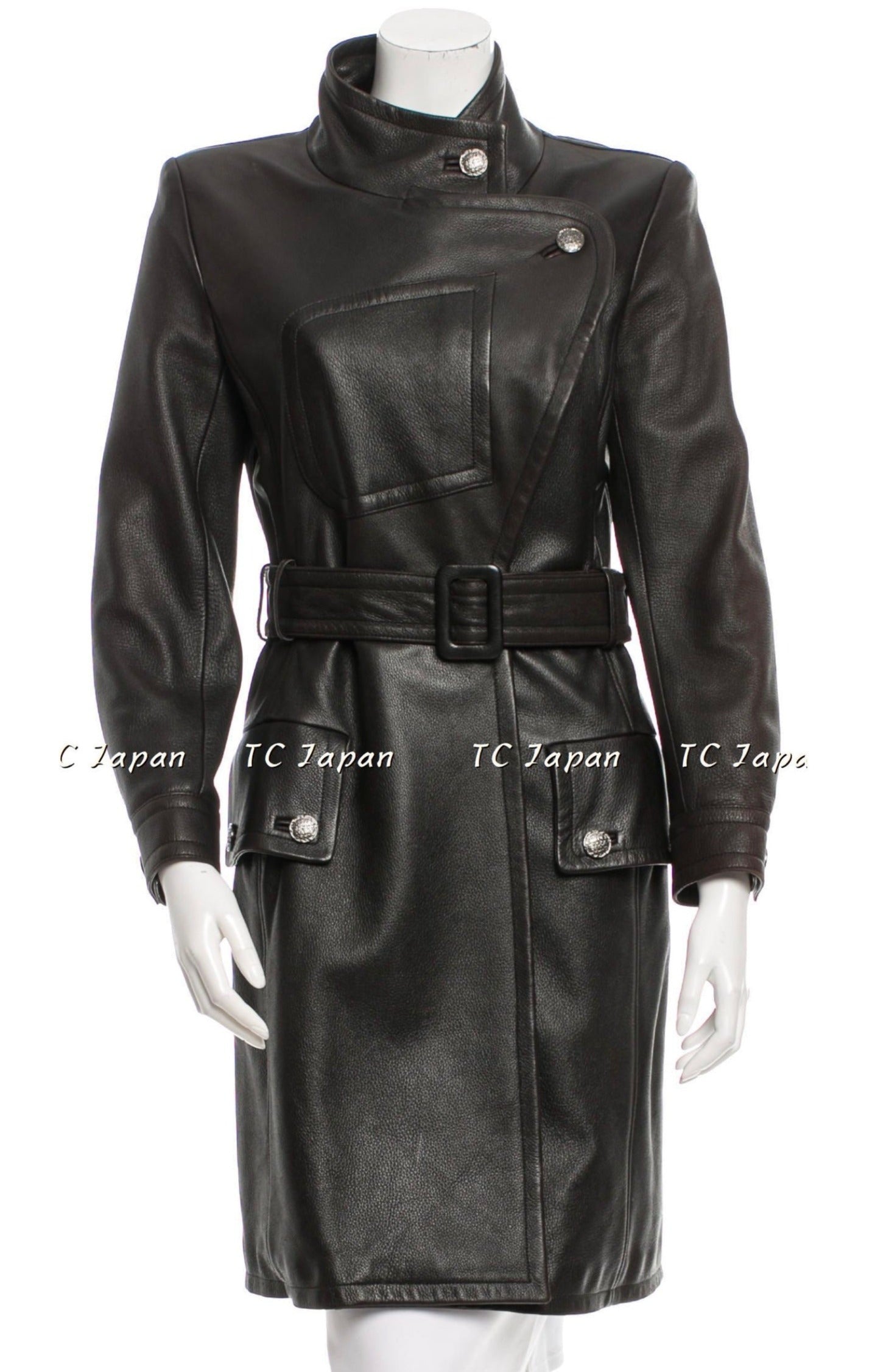 シャネル ブラック・レザー・コート CHANEL 97A Black Leather Trench