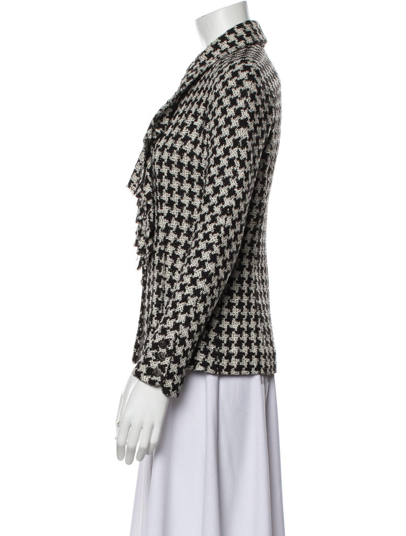 CHANEL 09S Black White Tweed cardigan Jacket 38 シャネル 千鳥柄ツイード・カーディガン ジャケット