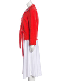 CHANEL 08C Coral Red Fringe Embellished Boucle Jacket Dress 38 シャネル コーラル・スパンコール・ジャケット・ワンピース - CHANEL TC JAPAN