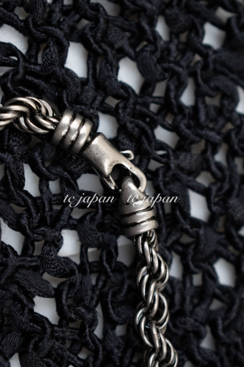 CHANEL 11S Black Knit Chain Cardigan Dress 36 38 シャネル ブラック・ワンピース・チェーン・カーディガン 即発 - CHANEL TC JAPAN