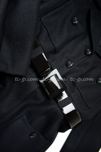 CHANEL 07A $7900 Black Wool Belted Coat 42 シャネル ブラック・ウール・ベルト・コート 即発