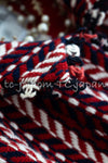 CHANEL 04A Red Navy Tricolore CC Logo Trim Wool Tweed Jacket Skirt Suit 36 38 ① シャネル レッド ネイビー トリコロール ウール ツイード ジャケット スカート スーツ 即発