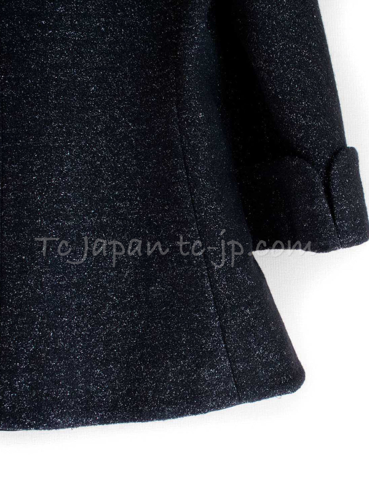 18P CHANEL ジャケット シャネル ジャケット コート CHANEL ブラック メタリック 肉厚