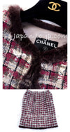 CHANEL 05A Rabbit Fur Trim Raspberry Brown Tweed Jacket Skirt Suit 38 シャネル ラビット・ファートリム・ラズベリー・ブラウン・ツイード・ジャケット・スカート・スーツ 即発