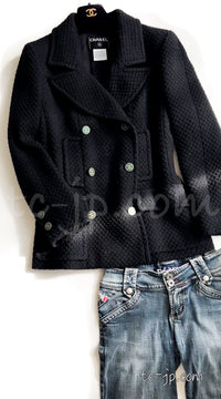 CHANEL 01A Black Double Wool Jacket Coat 38 40 シャネル ブラック ウール ダブル ジャケット コート 即発