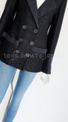 CHANEL 16C Black Cotton Double Jacket Coat 40 42 シャネル ブラック コットン ダブル ジャケット コート 即発