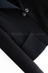CHANEL 09C Black Wool Silk Collar Jacket Heart CC Button 34 44 46 シャネル ブラック CC ハート ボタン ウール シルク襟 ジャケット 即発