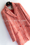 CHANEL 97S Vintage Red White Checked Wool Mohair Tweed Coat Jacket 36 38 シャネル ヴィンテージ レッド ホワイト ウール プードル モヘア ツイード コート ジャケット 即発