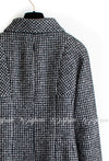 CHANEL 14B New NWT Black White Wool Silk Rama Tweed Long Jacket Coat 36 シャネル ブラック ホワイト ウール ラマ シルク ツイード コート 即発