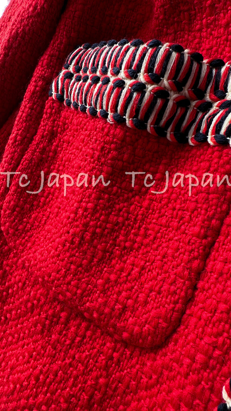 CHANEL 90A Vintage Supermodel Red Wool Jacket Coat Skirt Suit 36 38 40 42 44 シャネル ヴィンテージ・スーパーモデル・レッド・ウール ・ジャケット・コート・スカート・スーツ 即発 - TC JAPAN