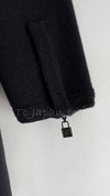 CHANEL 08A Black Wool Sport Knit CC Logo Zipper Coat Cardigan 34 シャネル ブラック ウール100 大きめ CC ロゴ ニット ロング カーディガン コート 即発