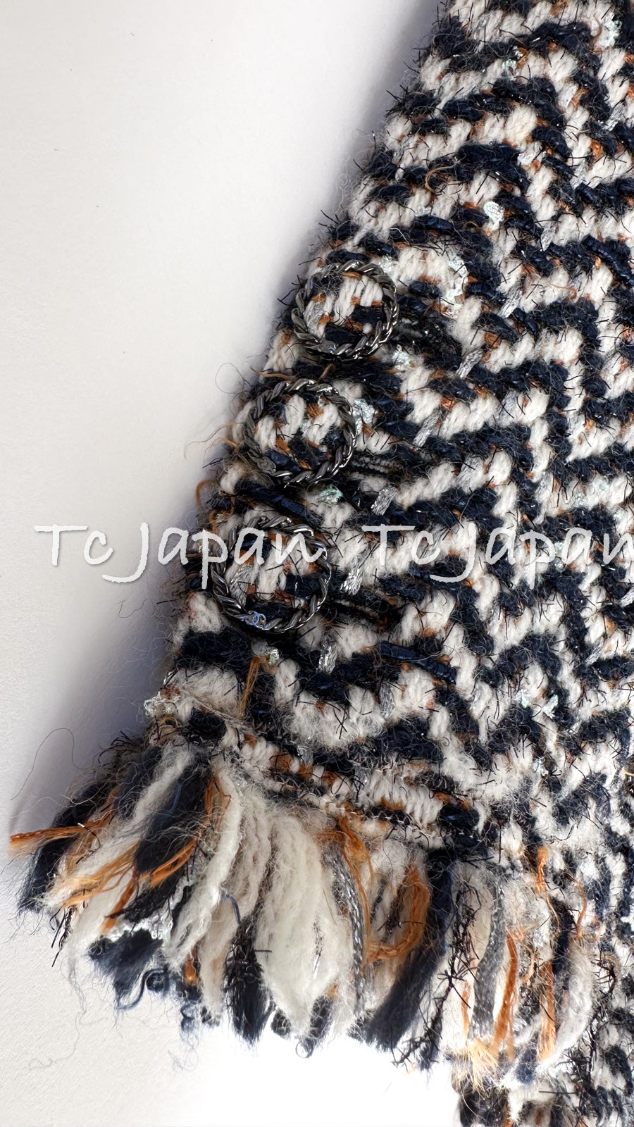 シャネル ジャケット CHANEL アイボリー ネイビー シェベロン