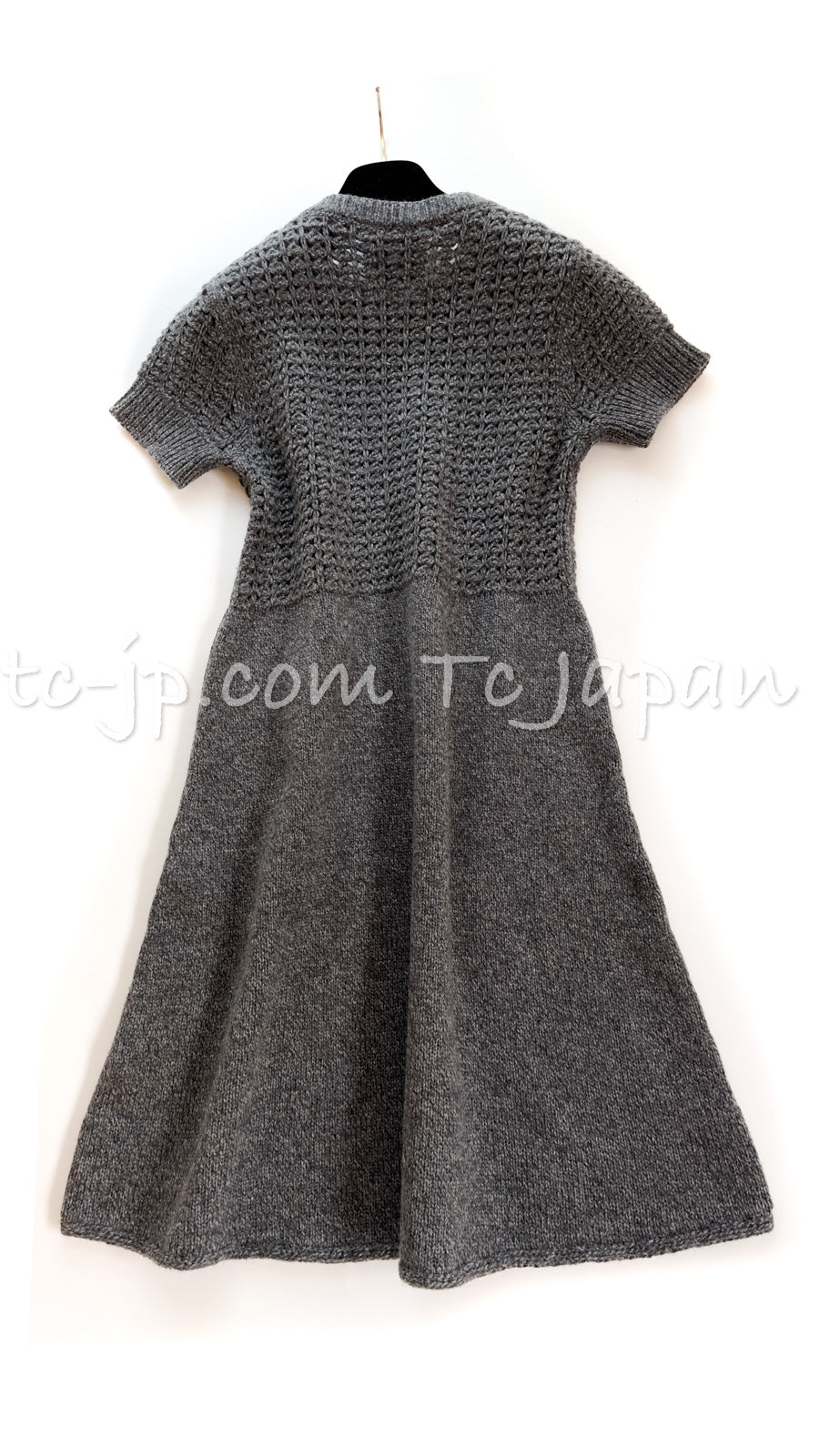 CHANEL 09A Gray Wool Cashmere CC Logo Knit Dress 36 38 シャネル  グレー・ウール・カシミアCCロゴ・ニット・ワンピース 即発