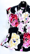 CHANEL 11S Black Flower Silk Sleeveless Tops Blouse 42 シャネル ブラック・花柄・シルク・ノースリーブ・トップス・ブラウス 即発