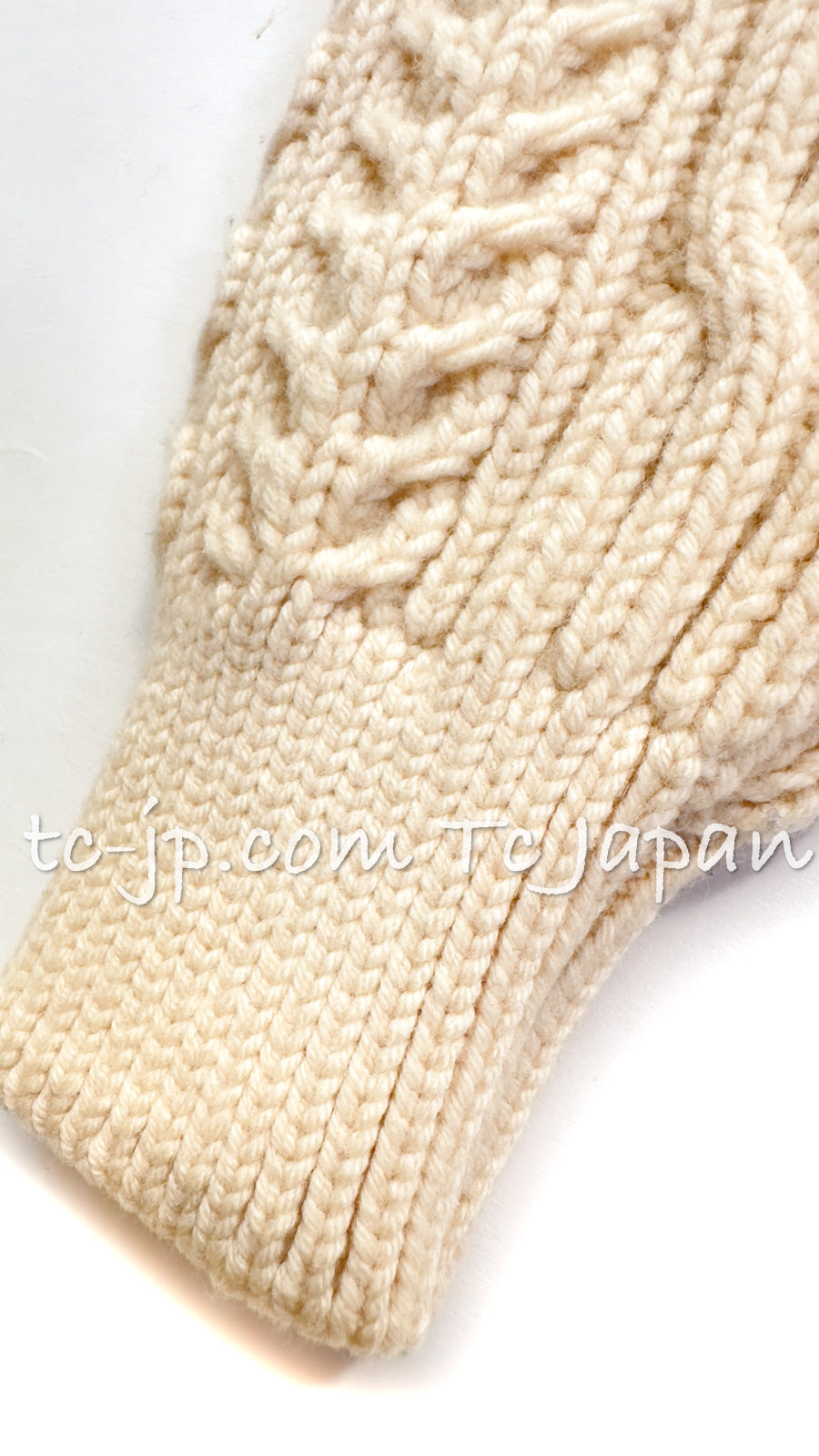 CHANEL 96A Vintage Heavy Ivory Knit CC Logo Wool Sweater 36 38 シャネル  ヴィンテージ・アイボリー・CCロゴ・フィッシャーマン・ニット・セーター