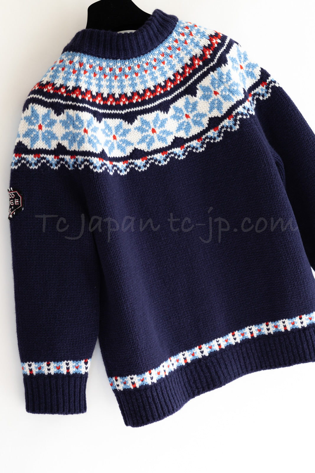 CHANEL 18N Coco Neige Navy Nordic Wool Knit Cardigan 38 40 シャネル ココ ネージュ  ネイビー ノルディック ウール ニット カーディガン 即発