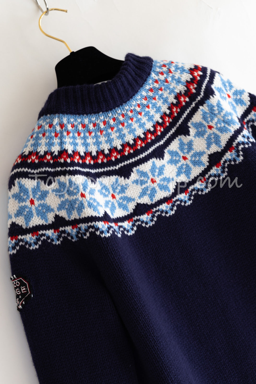 CHANEL 18N Coco Neige Navy Nordic Wool Knit Cardigan 38 40 シャネル ココ ネージュ  ネイビー ノルディック ウール ニット カーディガン 即発