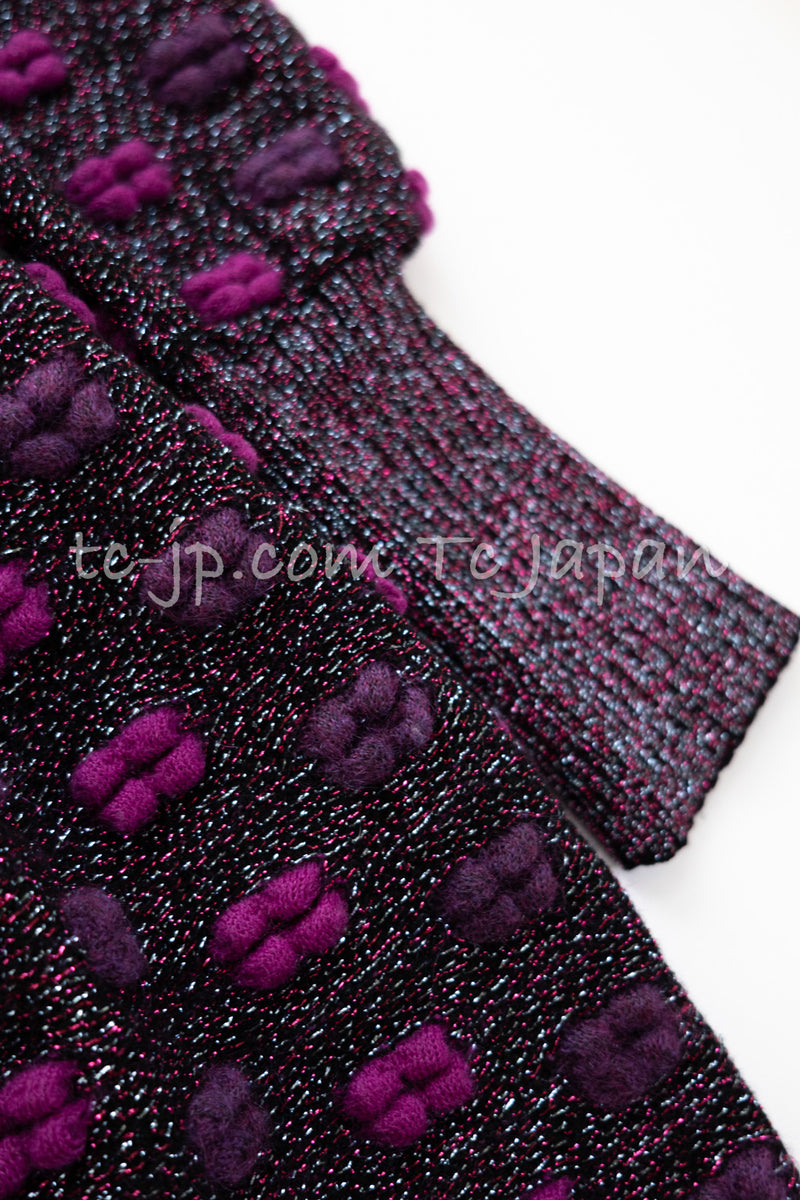CHANEL 14A Purple Magenta Violet Wool Mohair Ribbon Knit Dress 34 シャネル パープル・マジェンタ・リボン・ウール・モヘア・ニット・ワンピース 即発