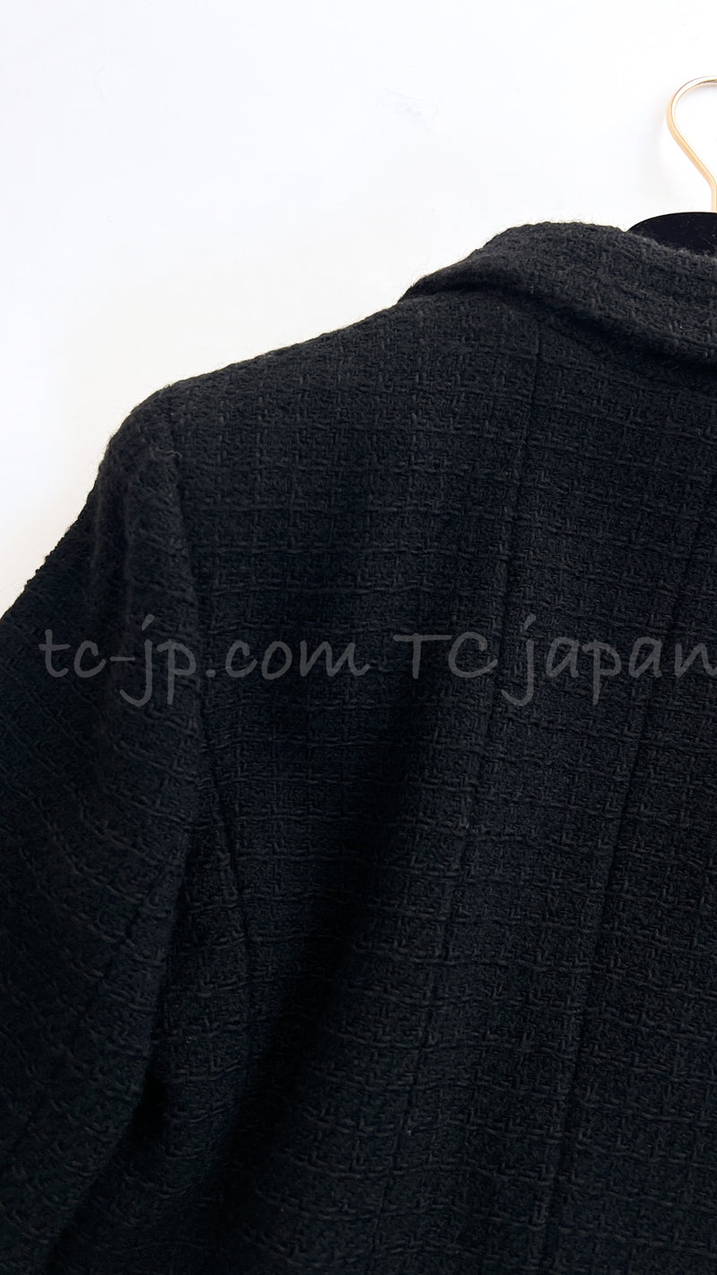 CHANEL 06A Black Wool 100 Tweed Jacket 38 シャネル ブラック ウール100% ツイード ジャケット シルク襟 即発